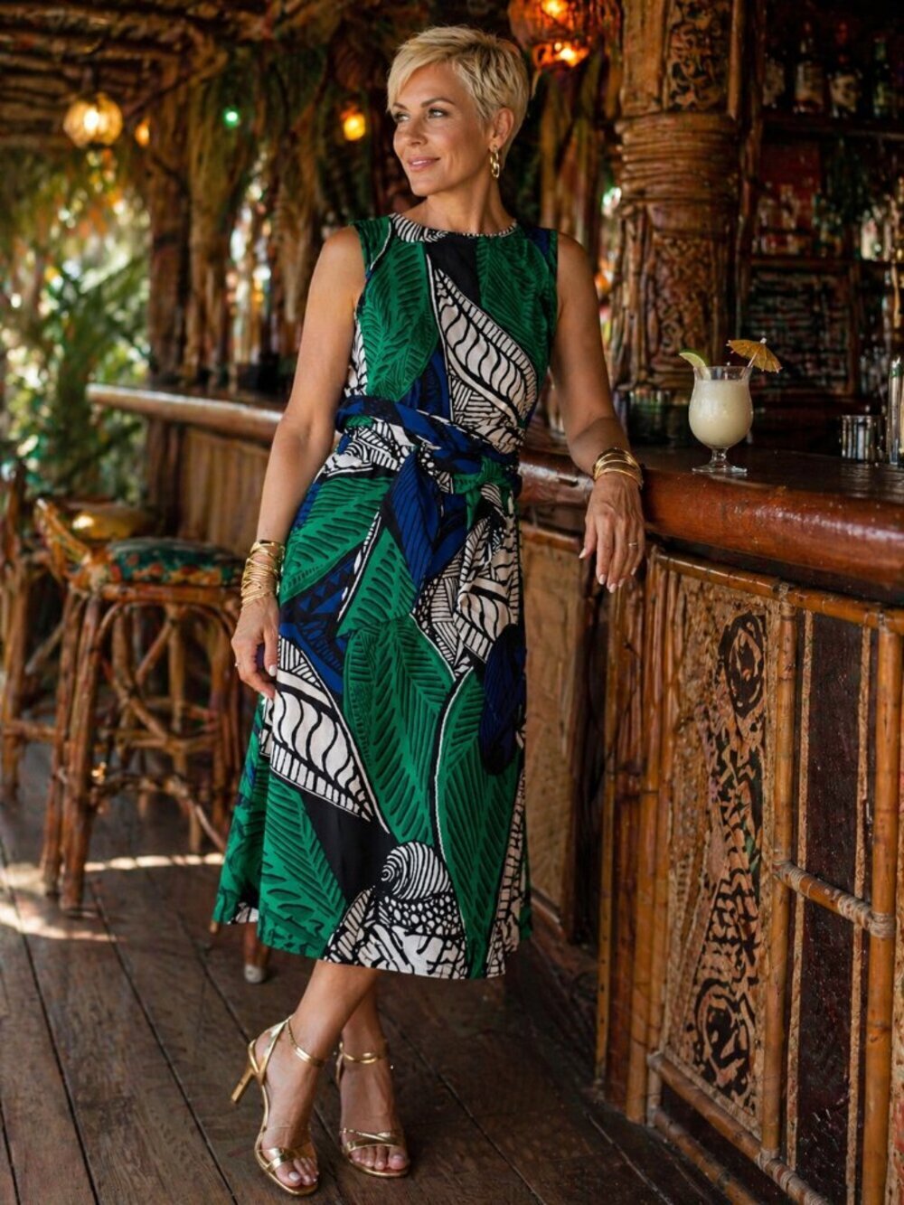 Vibrant! eShakti Handmade Sleeveless Midi Dress
